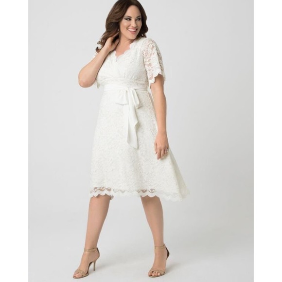 Kiyonna Wedding Dress 2X Bride Graced with Love Style Flutter Sleeve Detach Sash - Picture 7 of 12